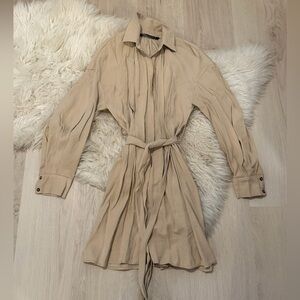 Zara Tan Belted Mini Dress